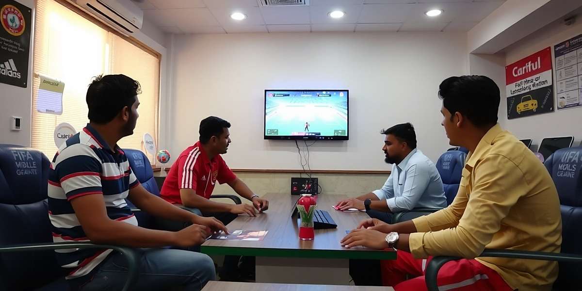 FIFA Mobile Goal Guardian Indian Community Tournament Indian players gathering for a FIFA Mobile Goal Guardian tournament in a cyber cafe
